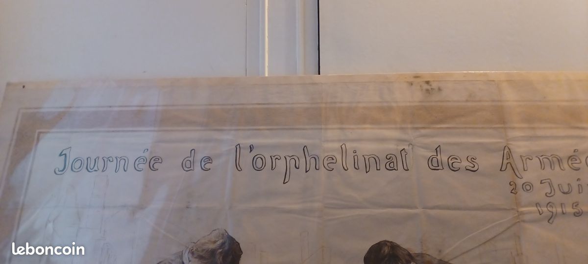 Très rare et très grande affiche authentique d'époque première guerre mondiale 1915 sur la journée de l' orphelinat des armées (image 9)