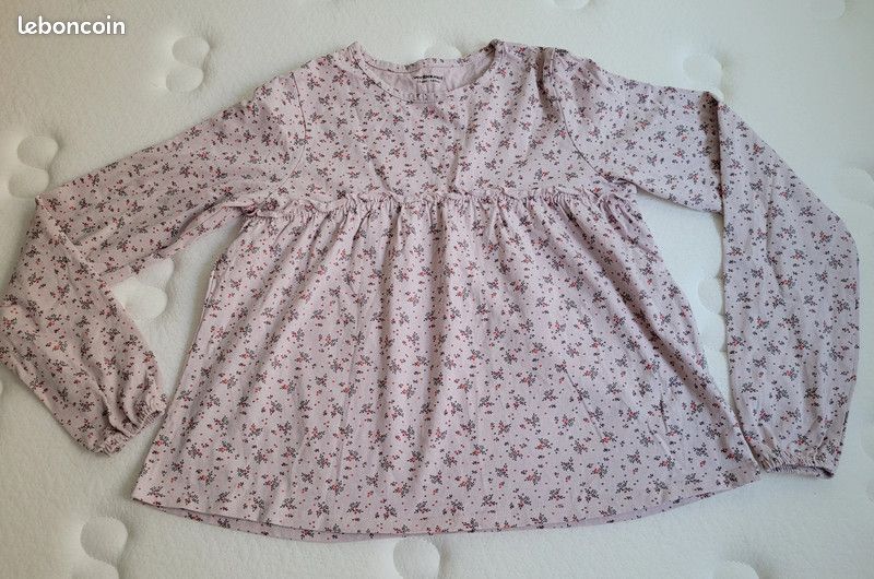 Blouse,t-shirt manches longues rose fleurie Vertbaudet (image 1)
