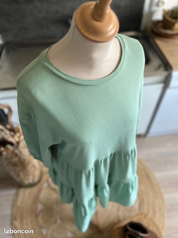 Robe Zara vert menthe bohème fluide volantée taille S (image 6)