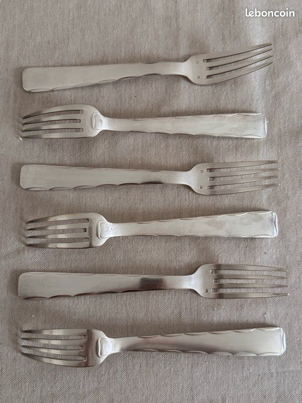 6 fourchettes à gateaux métal argenté st art deco Gulden 15,3cm