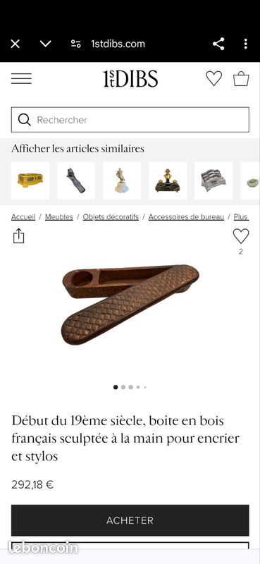 Plumier en bois sculpté main début 19e (image 4)