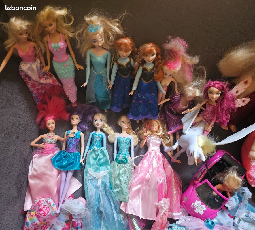 Gros lot de Poupées diverses... Barbie Elsa Anna Corolle Princesses avec accessoires (image 1)