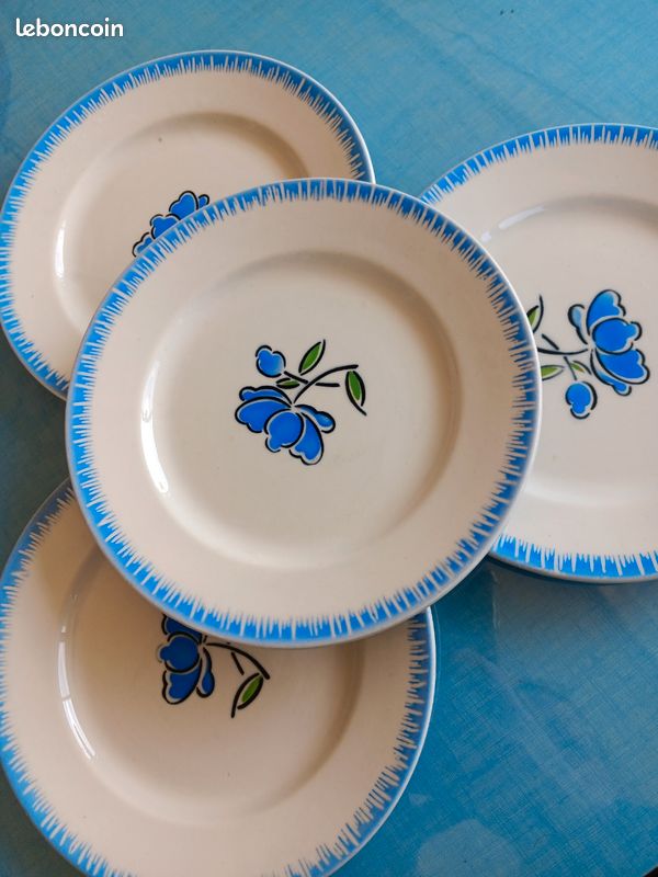 Lot De 4 Assiettes à Dessert Denby Bleues - 22,6 Cm - Très Bon état