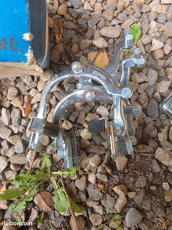 Levier Frein Vélo Course Vintage Alu Argent - Câble Gaine Butée 74-90mm