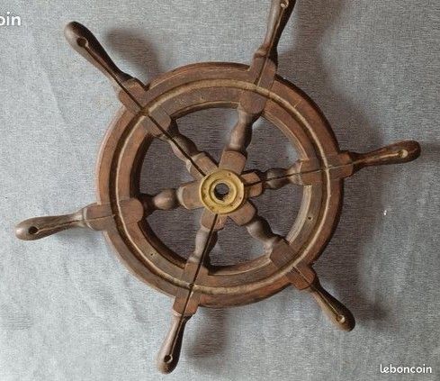 Roue De Gouvernail Décorative En Bois Et Laiton - Thème Maritime, Pour Décoration