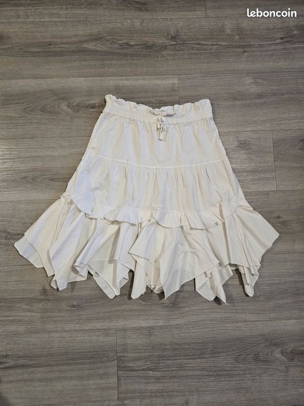 🔥 Jupe volantée asymétrique blanche - Taille Unique (Made in France) (image 1)