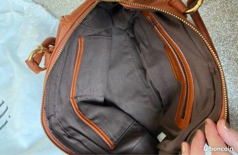 Sac bowling cuir Minelli cognac NEUF (image 2)