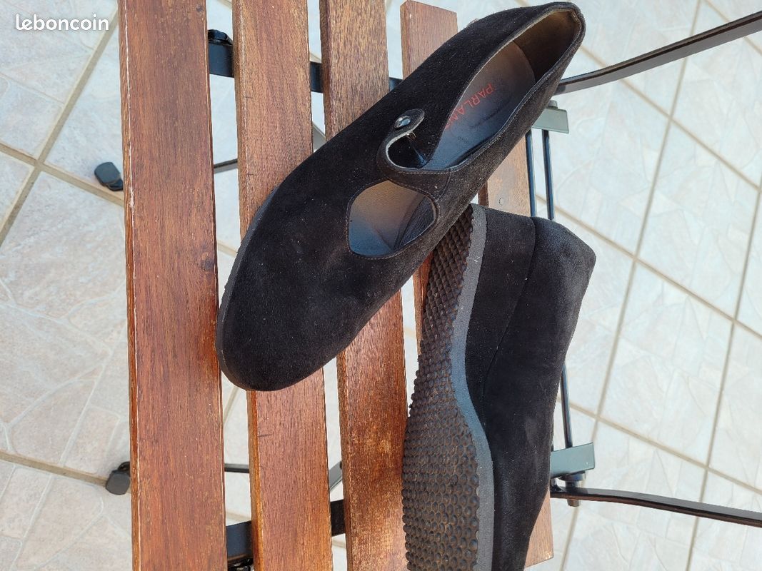 Chaussure femme 38 1/2 noire neuve Parlanti (italie) cuir peau velours beau modèle élégant (image 5)