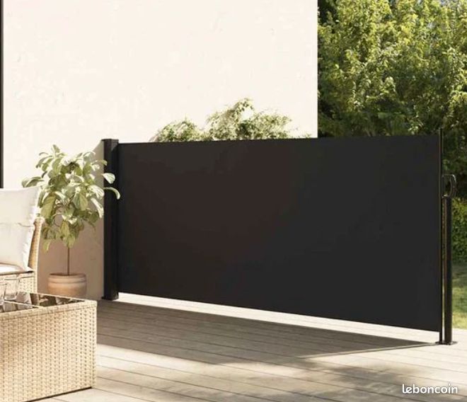 Brise-vue rétractable noir 3m – Pare-vent terrasse balcon jardin (image 1)