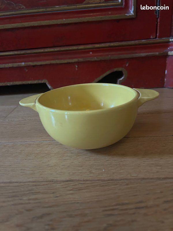 Bol Jaune Ancien En Porcelaine - Vintage Années 1940, Fabrication Française
