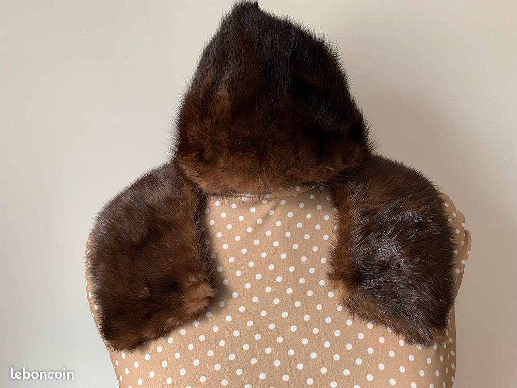 Veste En Vison Véritable Avec écharpe - Taille 40 - Marron - Occasion Très Bon état