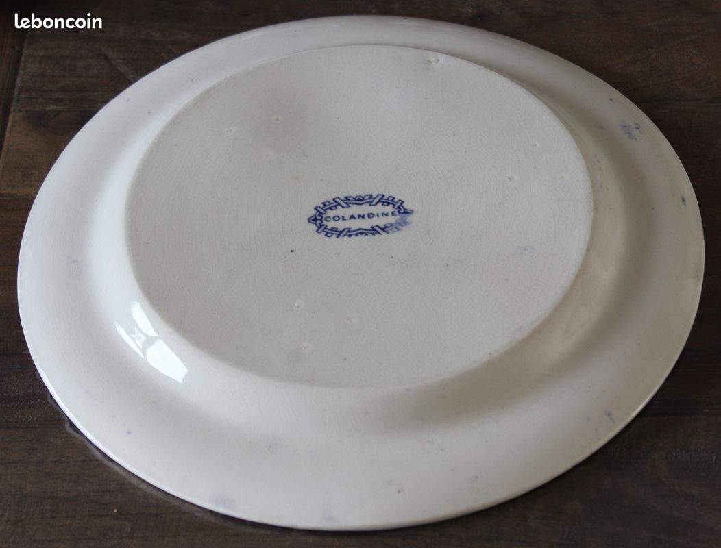 Rare Plat à gâteau ancien faience anglaise 19 ème Colandine (image 3)