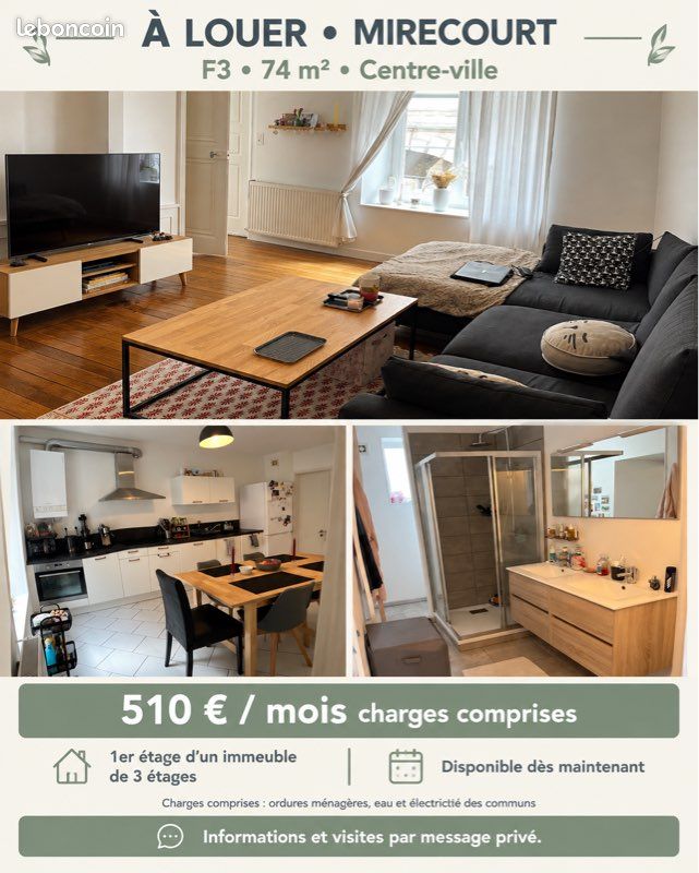 Appartement 3 pièces 74 m² · à Mirecourt · 74 m² · 510 €/mois