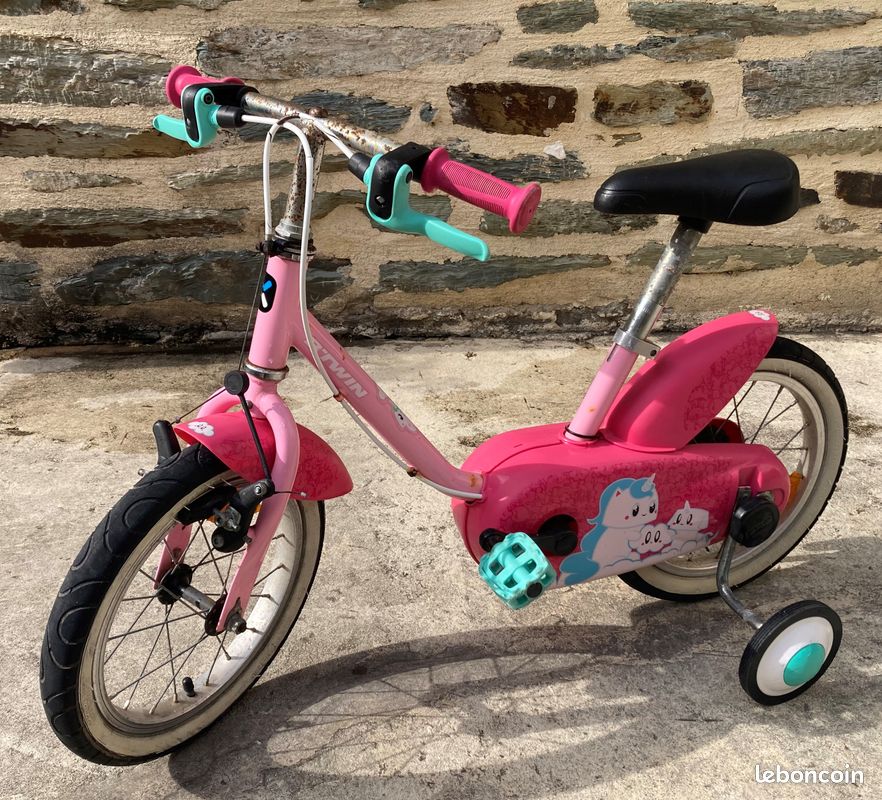Vélo roulettes B'TWIN 500 Décathlon 14 pouces 3-5 ans licorne