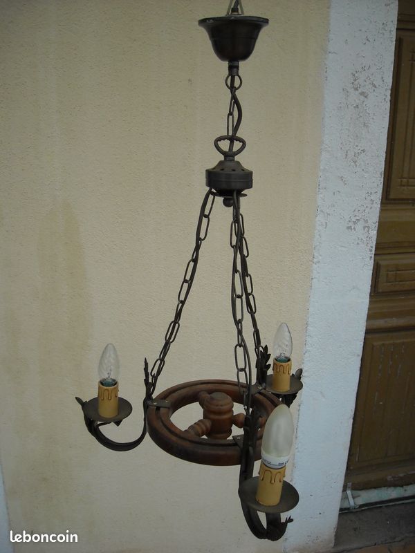 Luminaire bois et fer, (L 310) (image 2)