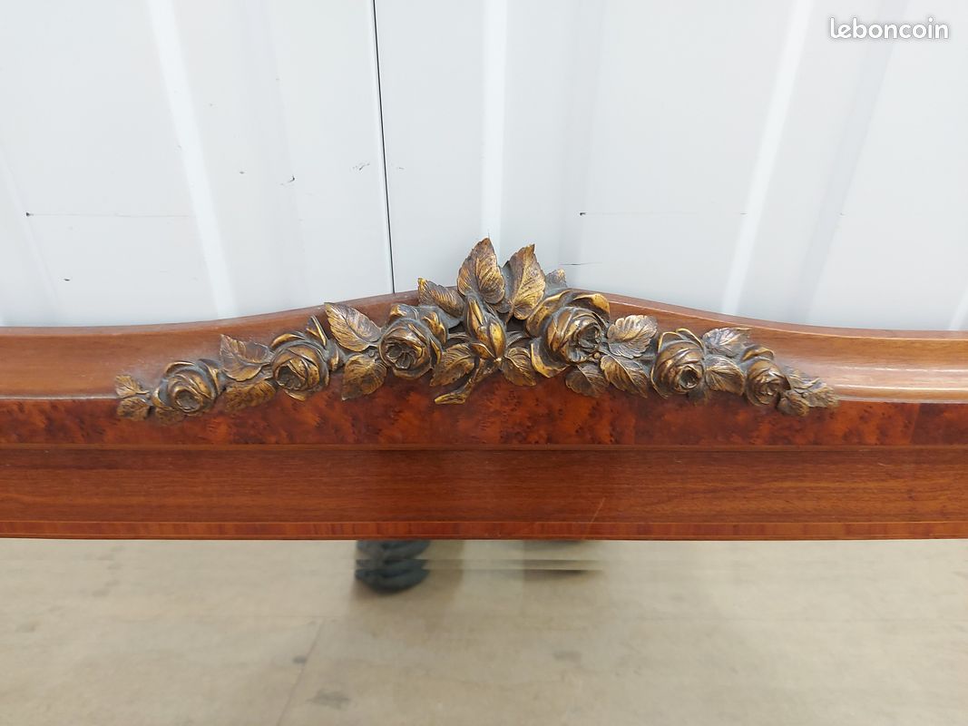 Miroir ancien style Louis-Philippe - Années 30 – Bois massif – Décor métal patiné (image 2)