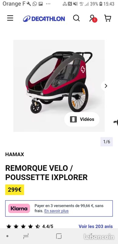 Decathlon Poussette Safari Hamax Remorque Vélo/ Poussette Ixplorer