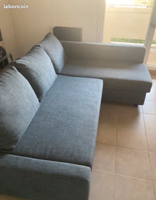 Canapé d’angle convertible avec coffre de rangement – Très bon état (image 1)