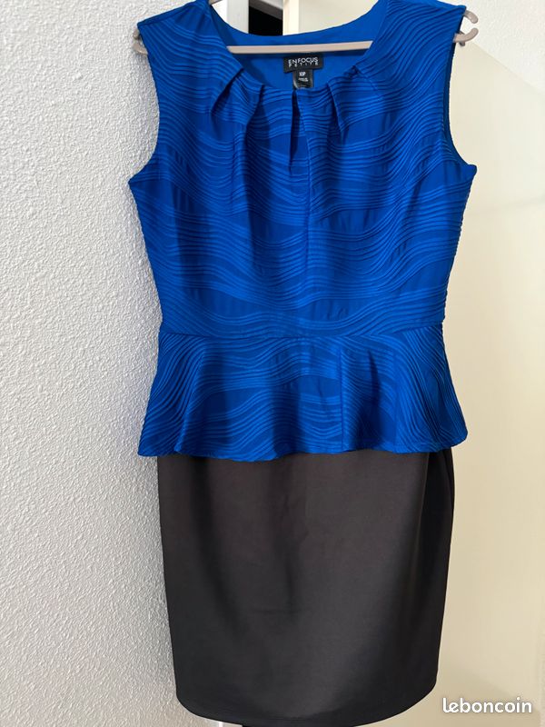 Robe élégante noir & bleu roi – Effet waouh garanti (image 1)