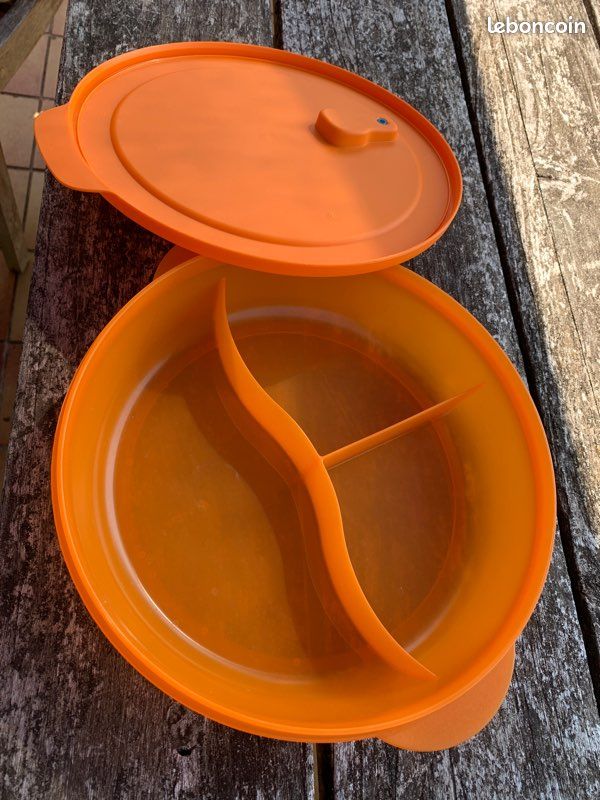 Assiette Compartimentée Tupperware Bleue - Compatible Micro-ondes - Lunchbox