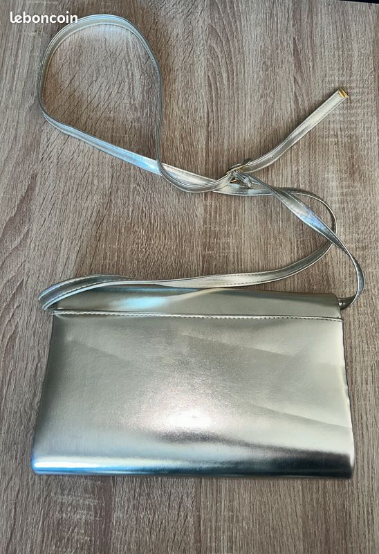 Sac pochette à bandoulière doré (image 2)