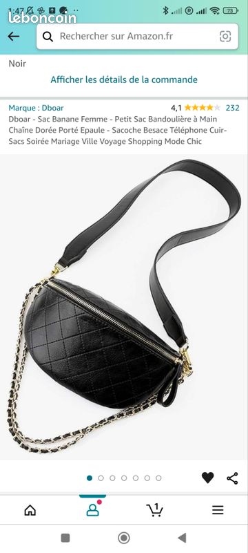 Petit sac noir banane bandoulière femme (image 4)