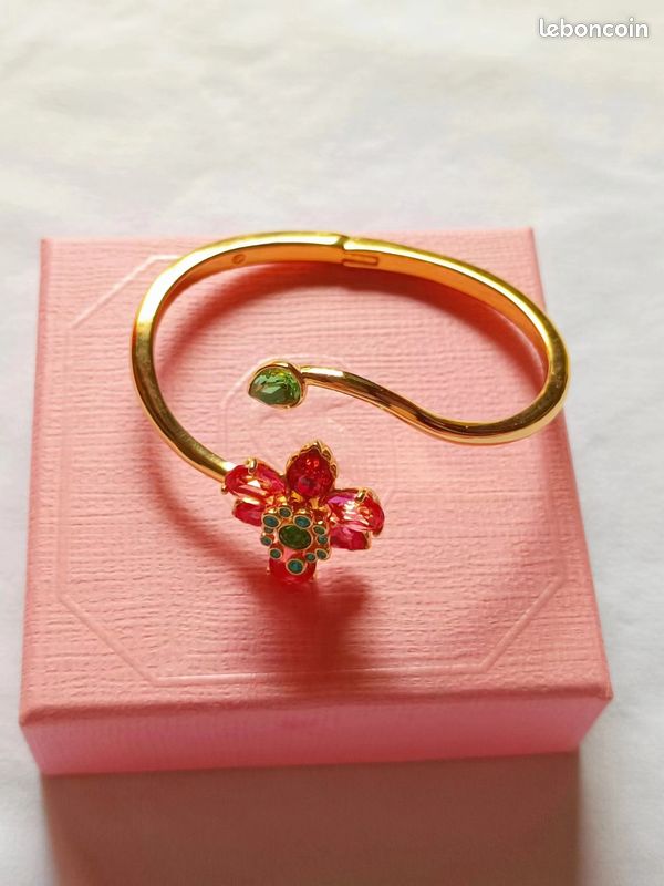 Bracelet Fleur Cristal Rouge Swarovski - Taille M - Neuf (image 2)