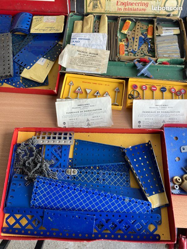 Rare Lot coffret et Notice trix style Meccano jouet ancien tôle années