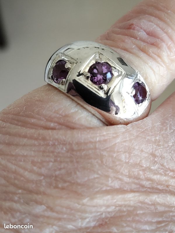 bague de créateur améthyste argent