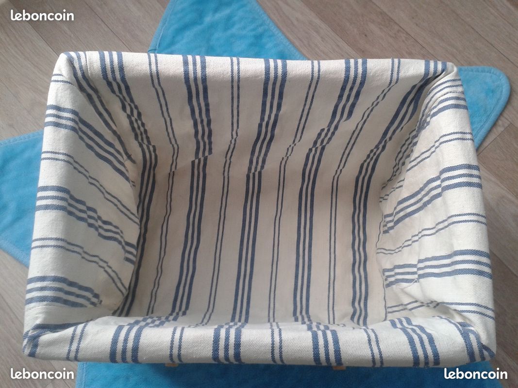 Jlv : Chariot sur Roulettes Bois en Rotin Blanc et Tissu (image 3)