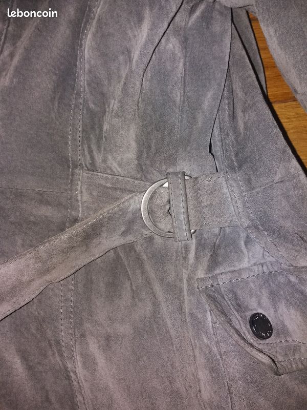 Manteau en daim véritable avec capuche (image 3)