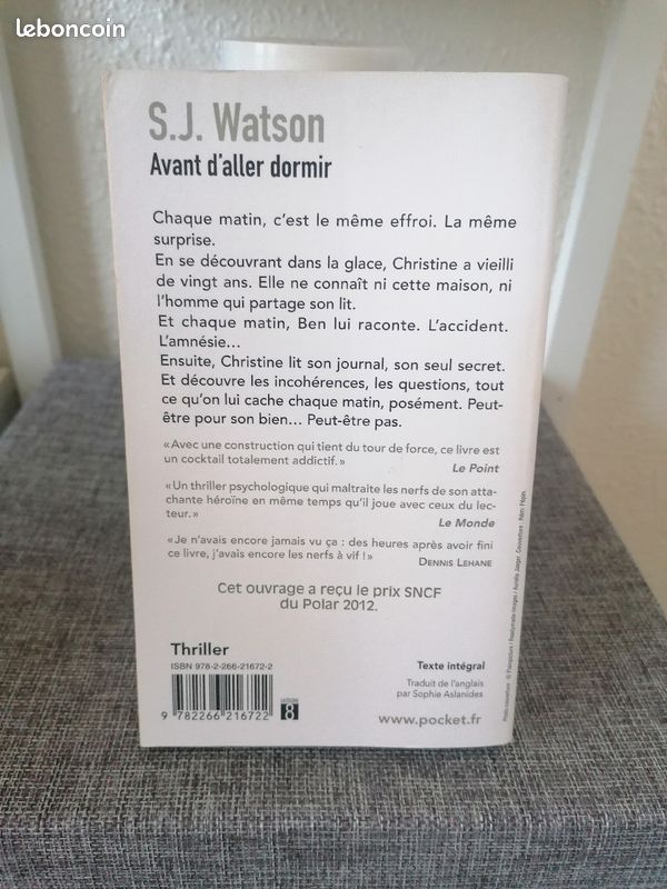 Avant d'aller dormir de S. J. WATSON (image 2)