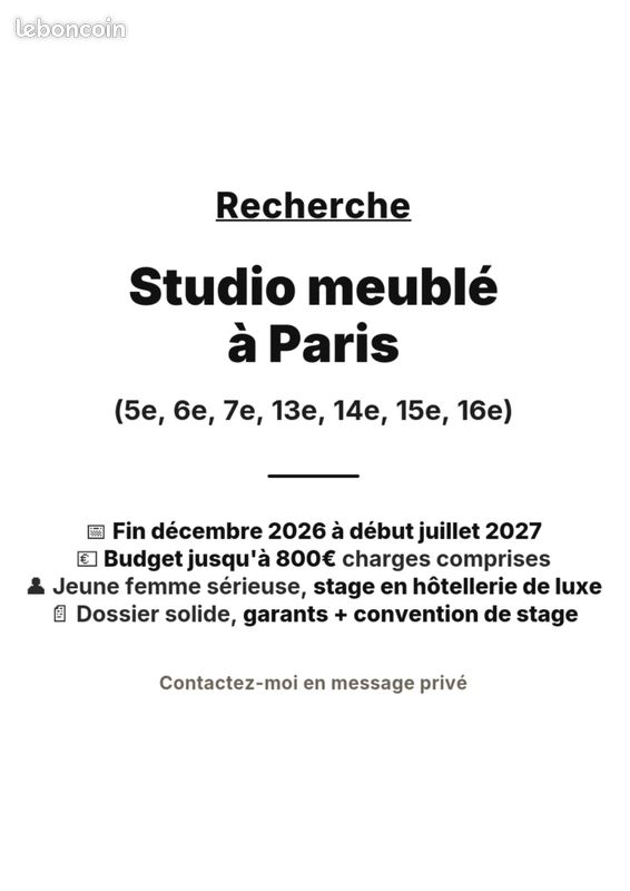 Appartement 1 pièce 10 m² · à Paris · 10 m² · 800 €
