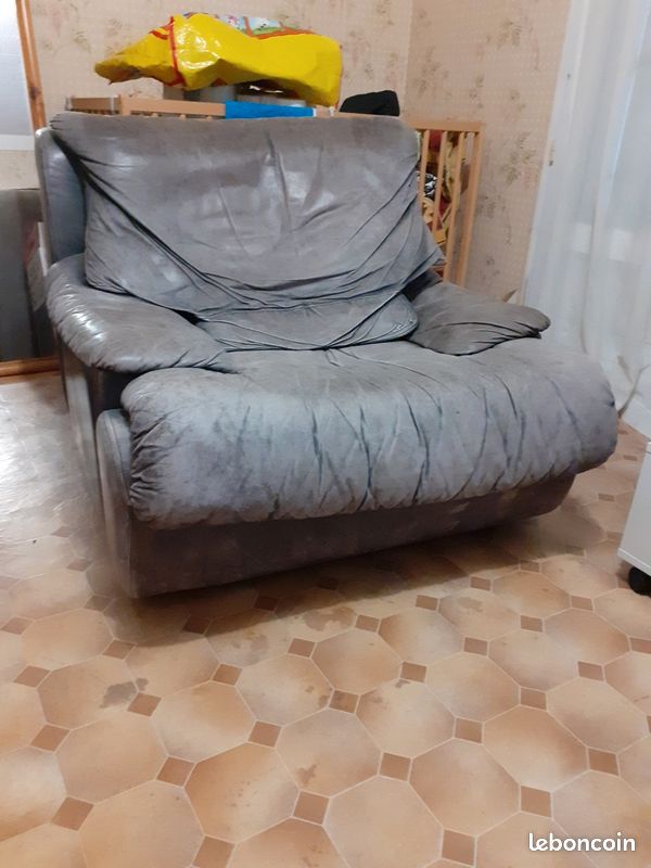 Fauteuil cuir gris anthracite Roche bobois (image 1)