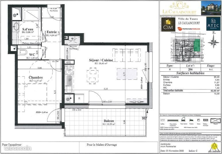 Appartement 2 pièces 42 m² · à Tours · 42 m² · 630 €