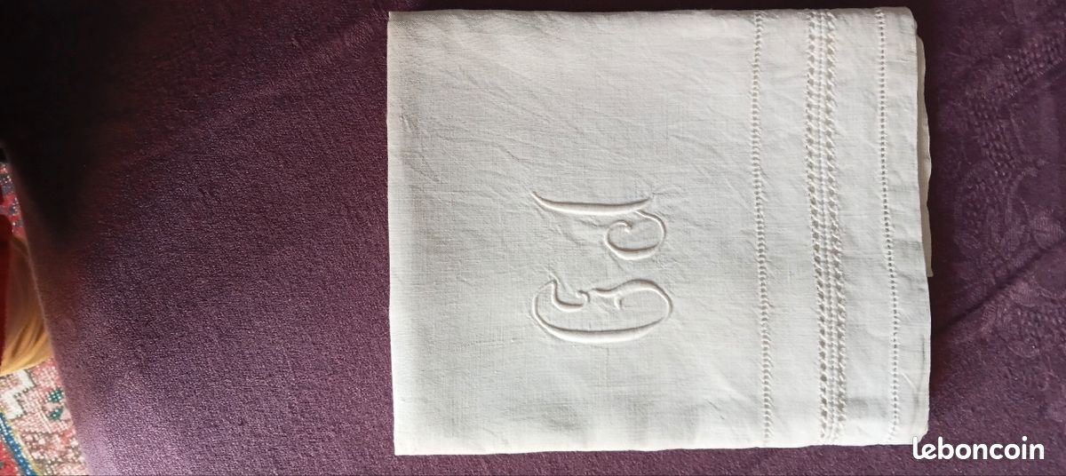 5 grandes serviettes anciennes en damassé rose