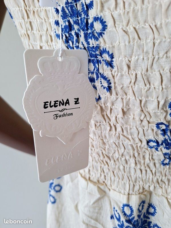 Robe Longue Elena Z Taille Unique (du 36 Au 42) - Couleur Nacré/noir - Neuf Avec étiquettes - Réf. A097