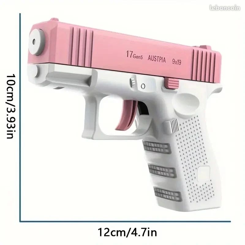 Pistolet Jouet Automatique Noir, Plastique Et Caoutchouc, Neuf