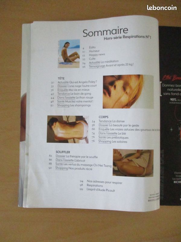 Livre Revue Magazine de Santé MARIE CLAIRE HORS SERIE RESPIRATIONS N°1 (image 3)