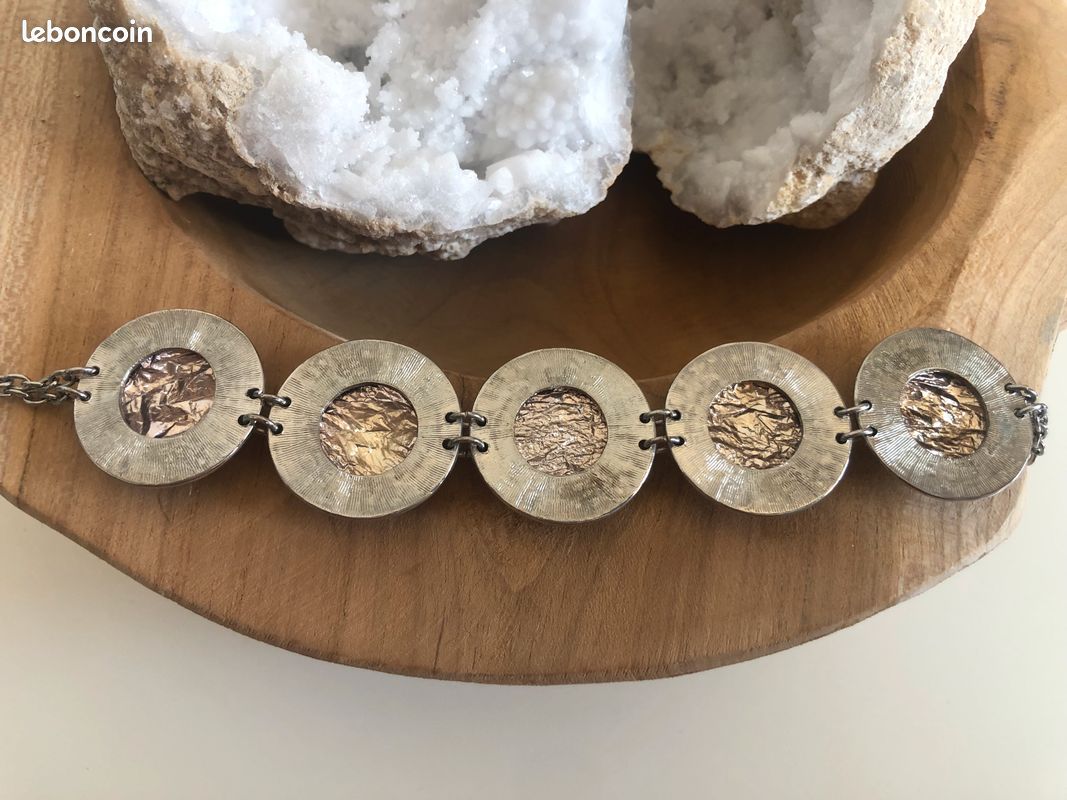 Bracelet beige doré métal argenté (image 6)