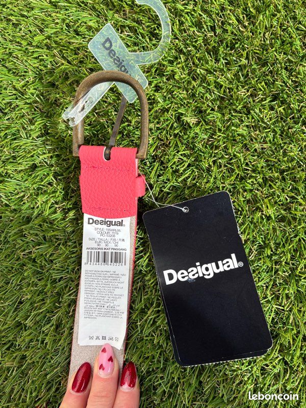 Ceinture Desigual femme rose corail et broderies ton sur ton taille 85 neuf (image 10)
