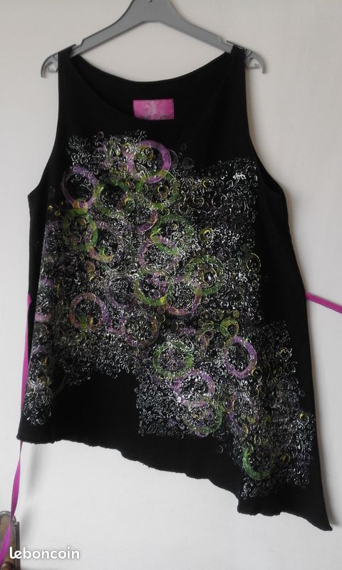 ♥ TUNIQUE asymétrique ample FEMME T 40/42 - « vintage » 90’s ETAT NEUF (image 1)