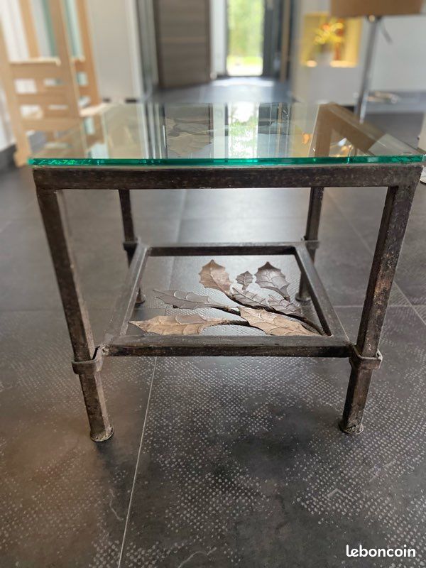 Table basse fer forgé et verre (image 3)