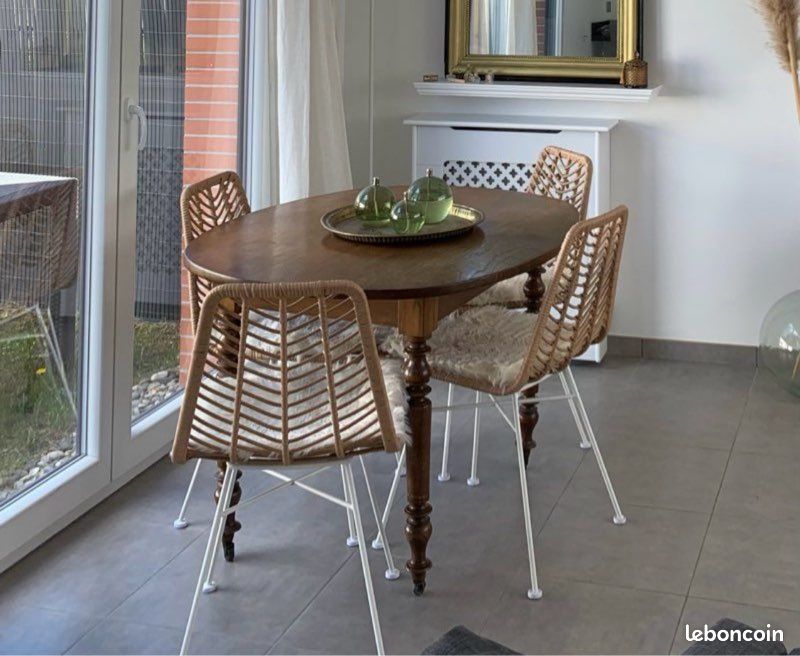 Lot de 4 chaises rotin + 4 tapis de chaise (image 4)