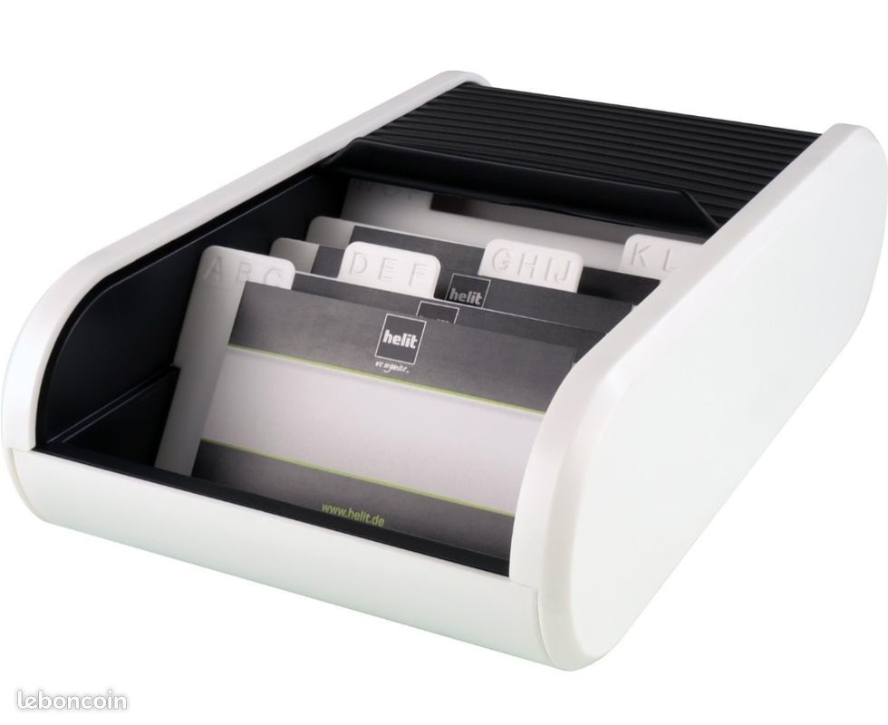 Helit Boîte à cartes de visites (Noir/blanc) neuve (image 1)