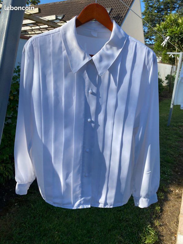 Chemisier vintage blanc manches longues (image 2)
