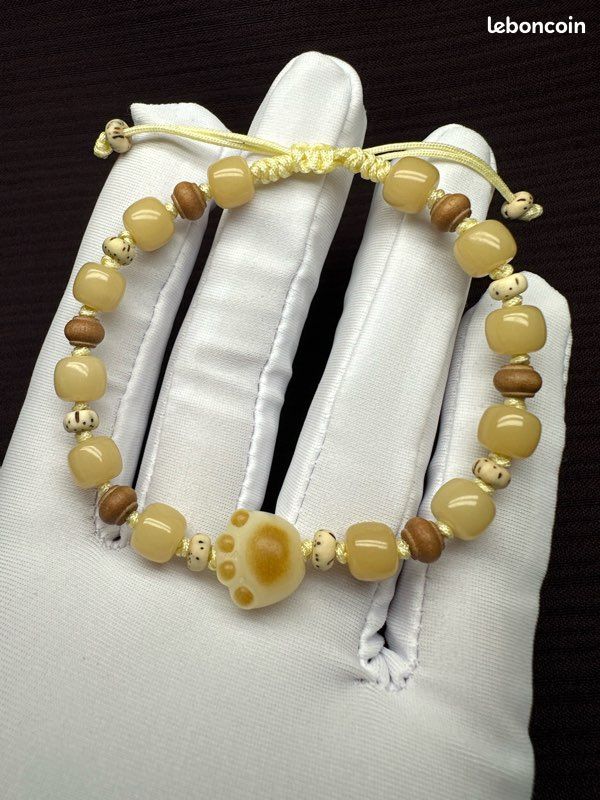 Bracelet tressé avec graines de Bodhi et bois de Bodhi (image 1)