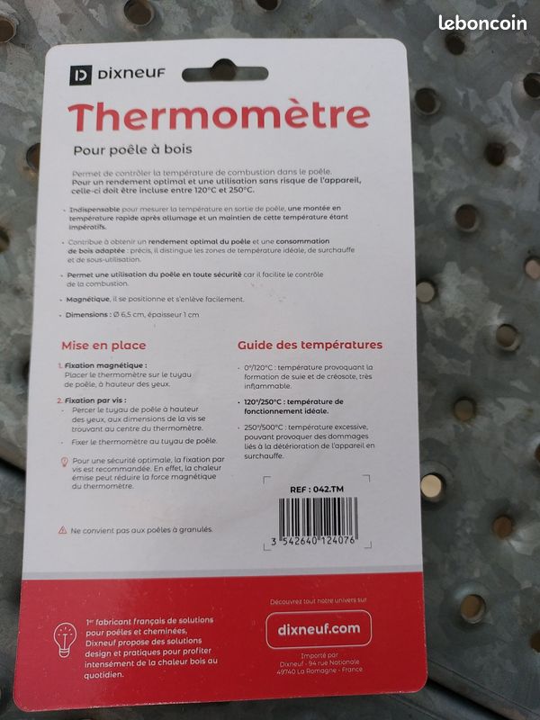 Thermomètre Magnétique Pour Conduit De Poêle à Bois - Plage 0-500°C, Cadran 6 Cm, Fixation Aimant/crochet