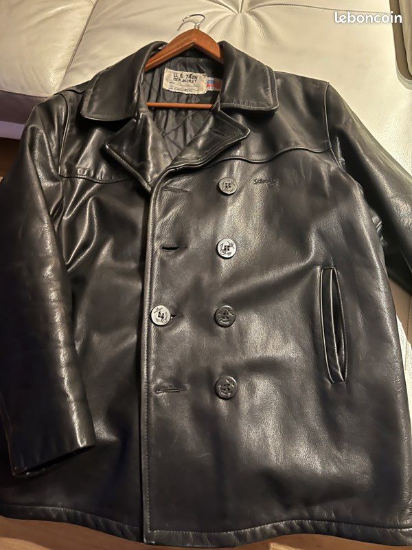 Caban cuir Schott Vêtements