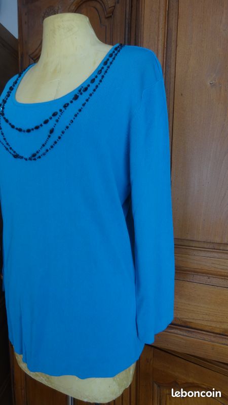 Pull Femme Bleu Fantaisie T 42/44 Neuf (image 3)